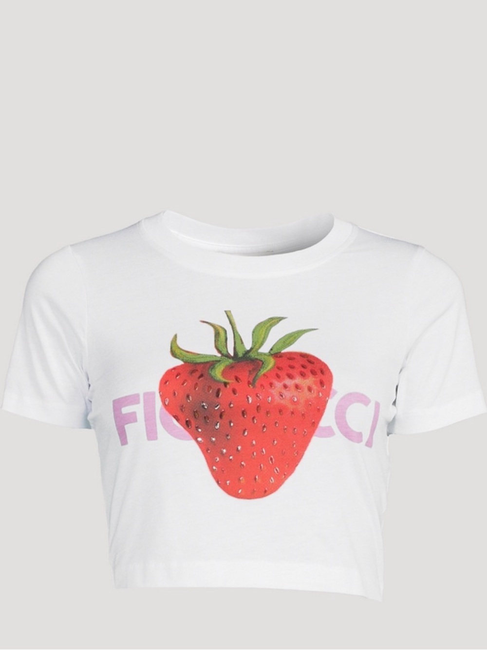 Fiorucci Women's Strawberry Logo Crop T-Shirt in White